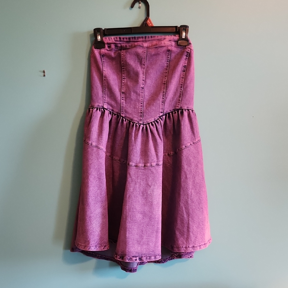 NWT Gee Gee ♡ Punk A-Line Strapless Skater Dress Bold Purple Sz L